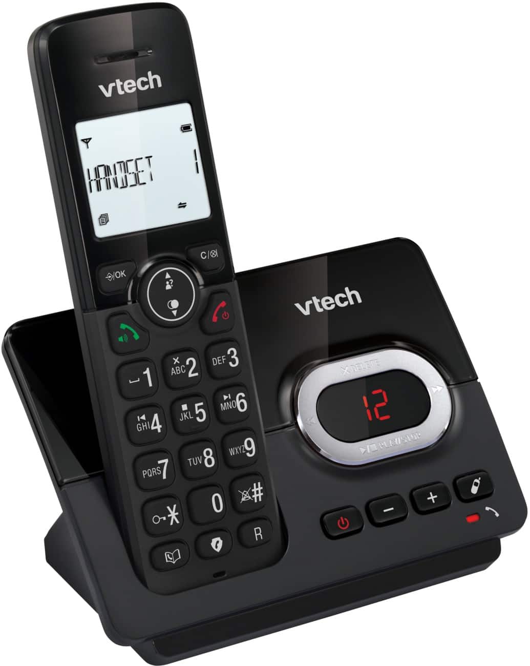 VTech CS2050 Single Digital Cordless Home Telephone with Answering Machine DECT Caller ID Black