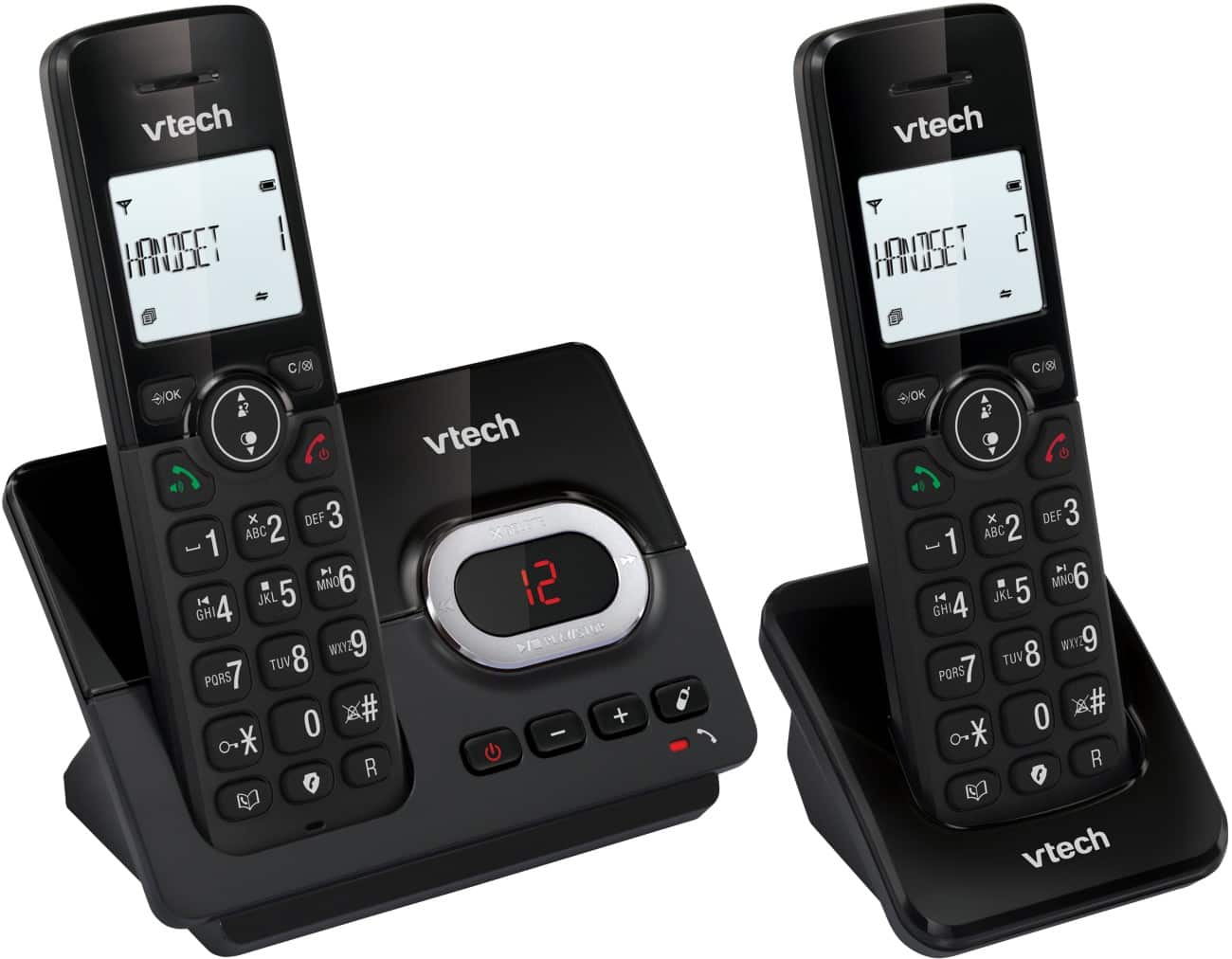 VTech CS2051 Twin Digital Cordless Home Telephone with Answering Machine DECT Caller ID Black