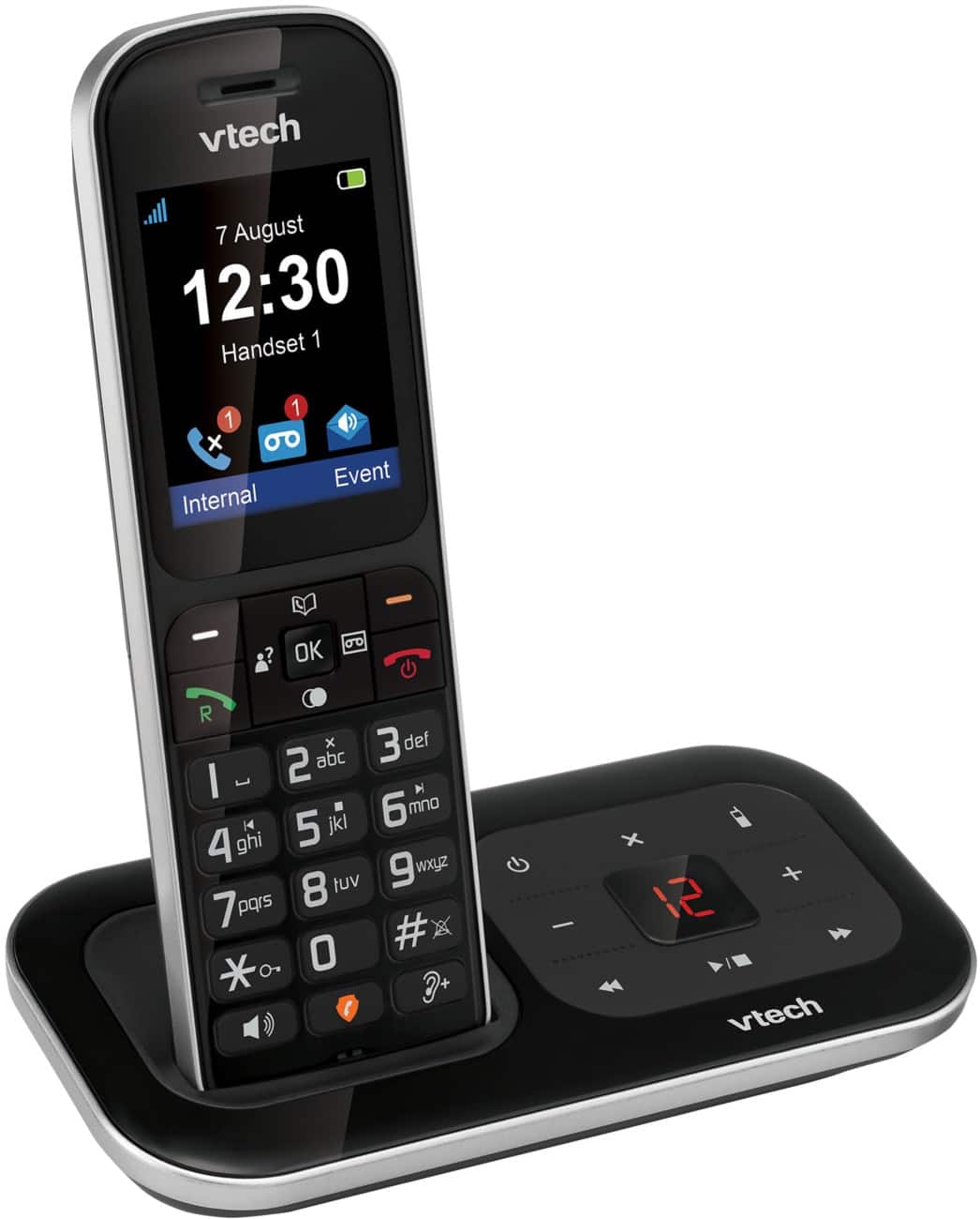 VTech PS1350 Single Digital Cordless Home Telephone with Answering Machine DECT Caller ID Black