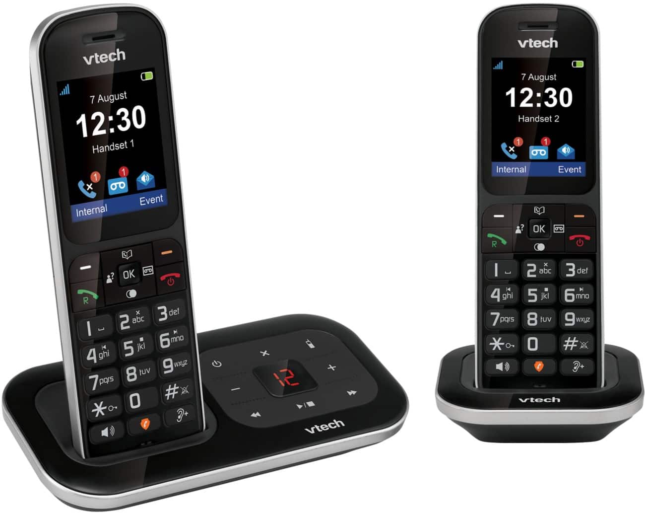 VTech PS1351 Twin Digital Cordless Home Telephone with Answering Machine DECT Caller ID Black