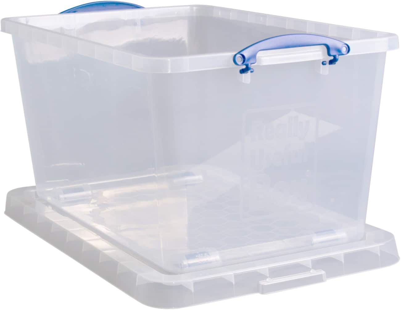 Really Useful Box Plastic Storage Box 83.5 L With Lid Transparent 46 x 72.5 x 38 cm Pack of 3