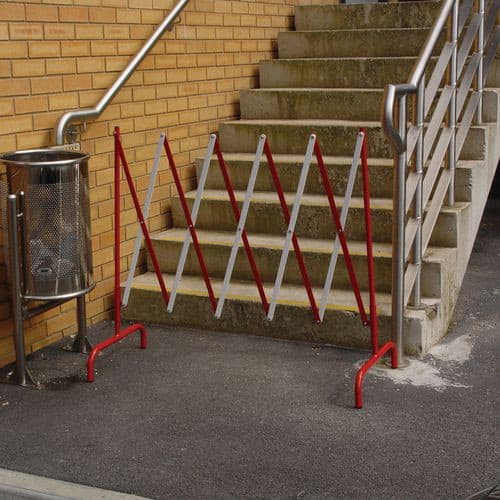 Freestanding Maintenance Safety Barrier Steel 245 x 109 cm Red, White