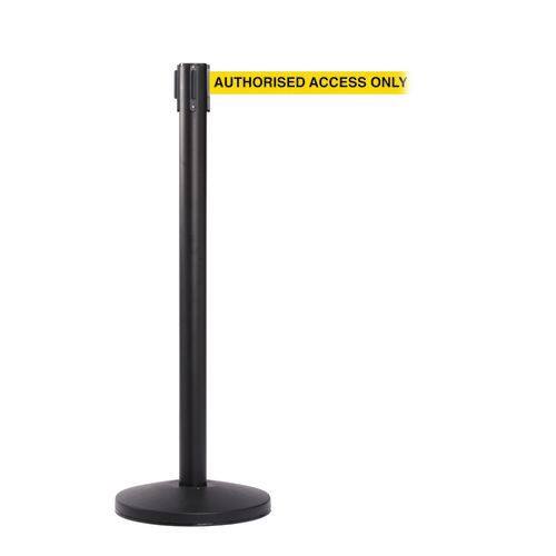 Freestanding Retractable Barrier Authorised Access Only Stell, Plastic 101.5 cm Black