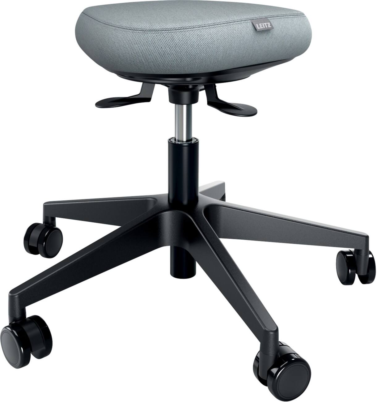 Leitz Ergo Active Sitting Stool 6577 Ergonomic with Wheels and Wobble Comfort Seat height adjustable, Grey, Black