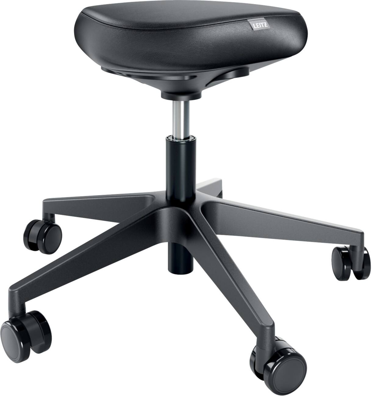 Leitz Ergo Sitting Stool 6578 Ergonomic with Wheels and Comfort Seat height adjustable, Black
