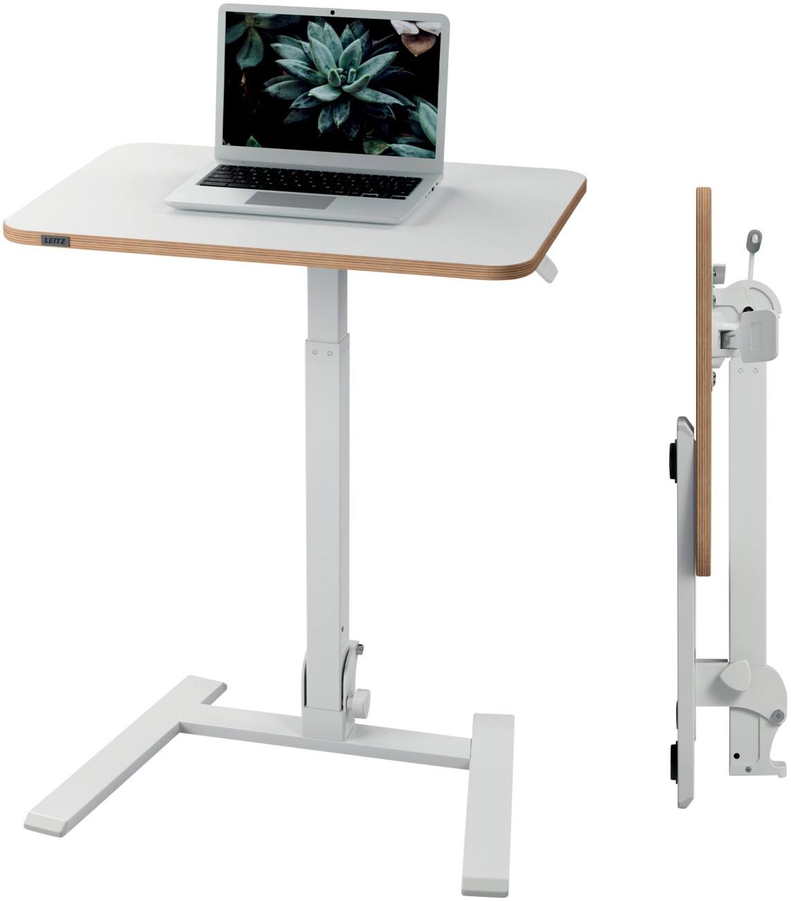 Leitz Ergo Compact Foldable Sit Stand Desk 6588 Height Adjustable 65 x 74-109 x 46 cm, White