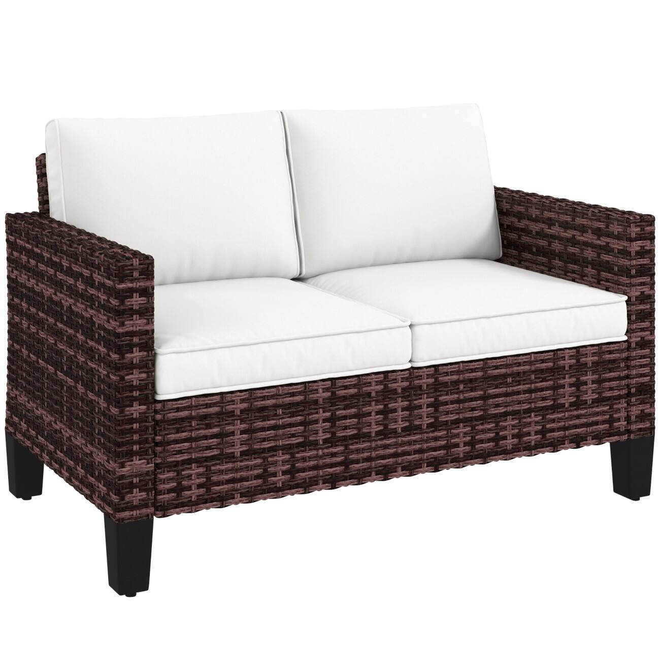 OutSunny Sofa 1,280 x 740 x 750 mm Steel, PE Rattan Brown Outdoor