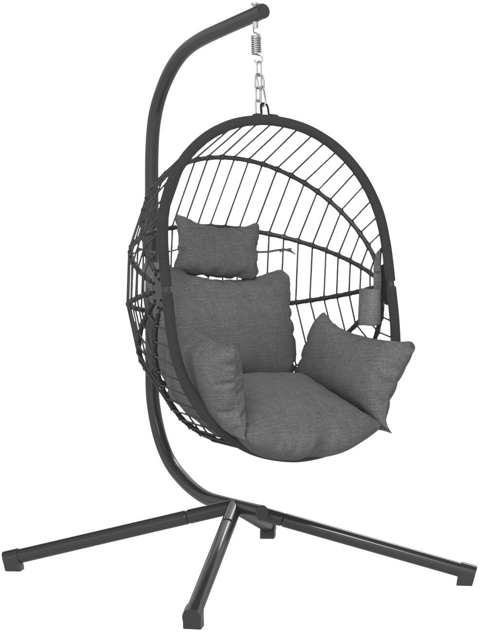 OutSunny Swing Chair Steel, PL (Polyester) 1,150 x 1,060 x 1,880 mm Grey Outdoor