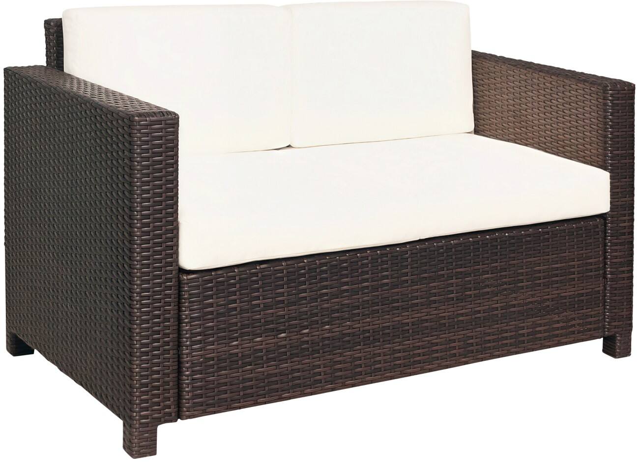 OutSunny Sofa 1,300 x 700 x 800 mm Steel, PE Rattan, PL (Polyester) Brown Outdoor