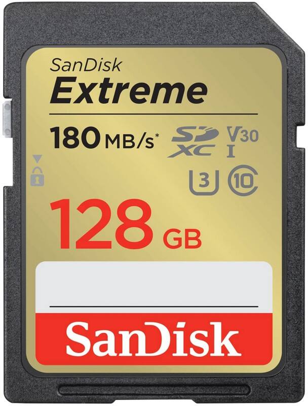 SanDisk Extreme SDXC Card 128 GB Black, Gold