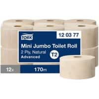 Tork Mini Jumbo Toilet Paper T2 2 Ply Natural 12 Rolls of 170 m