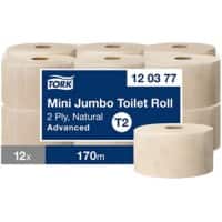 Tork Mini Jumbo Toilet Paper T2 2 Ply Natural 12 Rolls of 170m