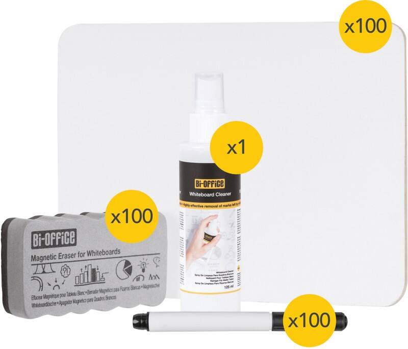 Bi-Office Schoolmate Whiteboard Set Melamine Double Sided 30 (W) x 21 (H) cm