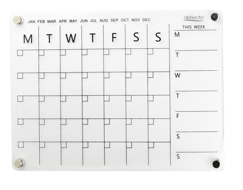 Deflecto Week to view Wall Planner Magnetic Magnetic 42 (W) x 29.7 (H) cm Plastic Transparent