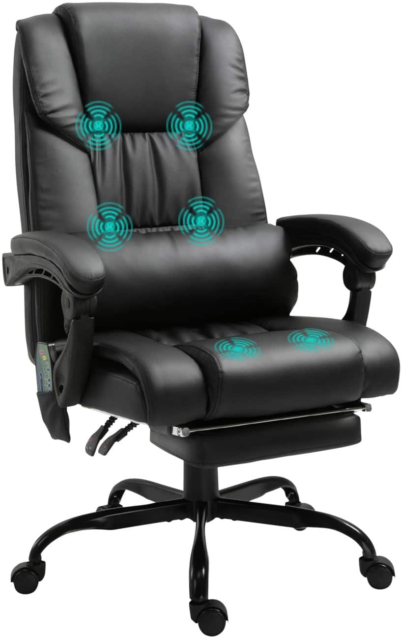 Vinsetto Massage Chair Basic Tilt Fixed Armrest Height-Adjustable Seat Black 120 kg 921-275V70BK 750 x 660 x 1,220 mm