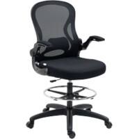 Vinsetto Draughtsman Chair Basic Tilt 2D Armrest Height-Adjustable Seat Black 120 kg 921-628V70BK 650 x 590 x 1,300 mm