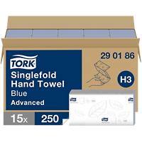 Tork Singlefold Hand Towel H3 Blue Advanced 290186 Pack of 15 of 250 Sheets