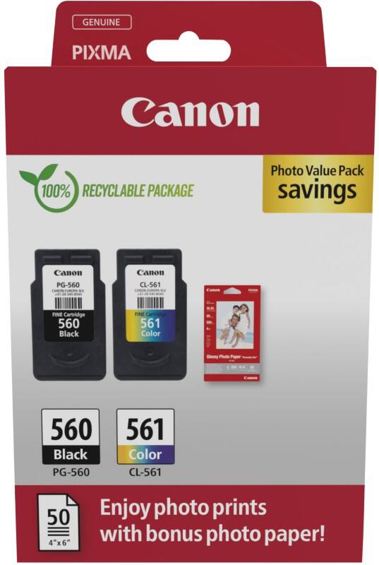 Canon 560, 561 Original Ink Cartridge Black, Cyan, Magenta, Yellow Pack of 2