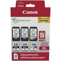 Canon 545, 546 Original Ink Cartridge Black, Cyan, Magenta, Yellow Multipack of 3