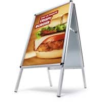 SHOWDOWN A-Board 32mm Foldable Pavement Sign 2 Panels Aluminium Silver Weatherproof UV Resistant