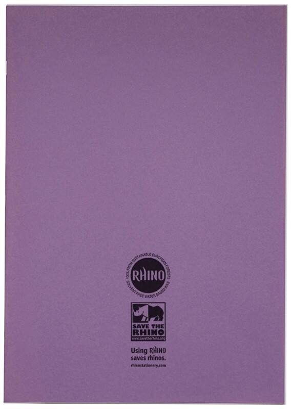 Rhino Exercise Book A4+ Ruled Stapled Side Bound Manila Purple Not perforated  80 Pages Pack of 50