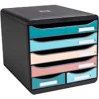 Exacompta Skandi Desktop Drawers PS (Polystyrene) Assorted, Black 6 Drawers 27.8 x 34.7 x 27.1 cm