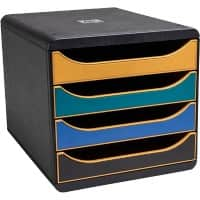 Exacompta Neo Deco Desktop Drawers PS (Polystyrene) Assorted 4 Drawers 27.8 x 34.7 x 26.7 cm