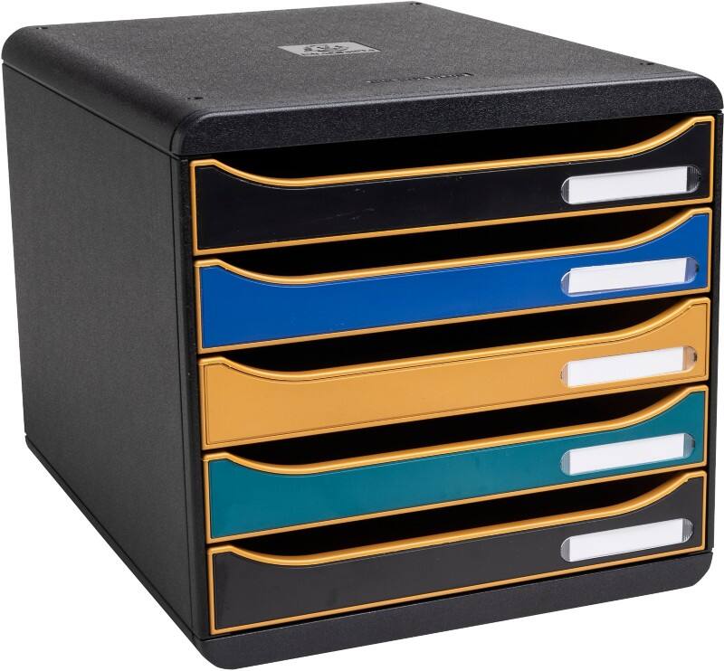 Exacompta Neo Deco Desktop Drawers PS (Polystyrene) Assorted, Black 5 Drawers 27.8 x 34.7 x 27.1 cm A4 Maxi