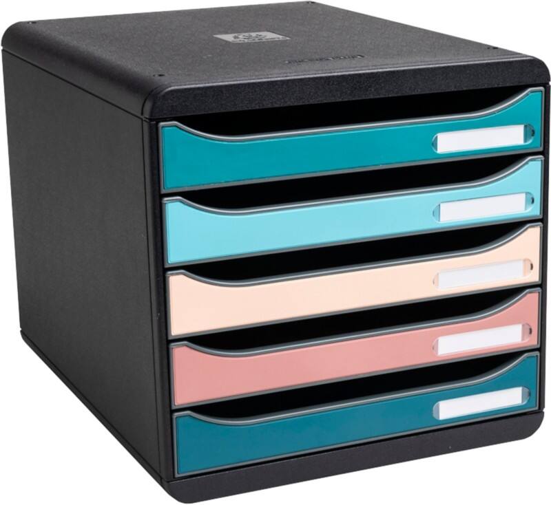 Exacompta Skandi Desktop Drawers PS (Polystyrene) Assorted, Black 5 Drawers 27.8 x 34.7 x 27.1 cm A4 Maxi