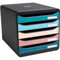 Exacompta Skandi Desktop Drawers PS (Polystyrene) Assorted, Black 5 Drawers 27.8 x 34.7 x 27.1 cm