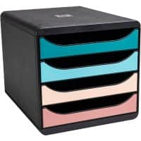 Exacompta Skandi Desktop Drawers PS (Polystyrene) Assorted, Black 4 Drawers 27.8 x 34.7 x 26.7 cm