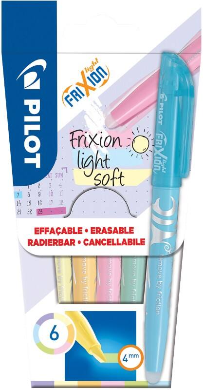 Pilot FriXion Light Highlighter Assorted  Medium Chisel 3.3 mm Pack of 6