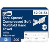 Tork Xpress - Advanced  Hand Towel H2 M-fold White 2 Ply 120454 12 Packs of 200 Sheets