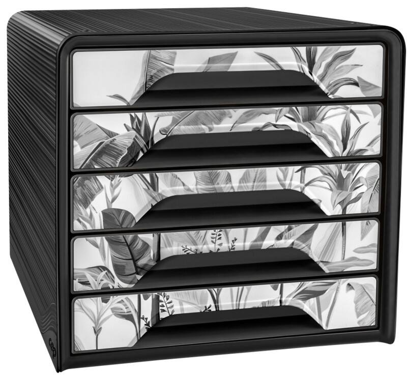 CEP Mineral Drawer Unit Plastic Black 5 Drawers 28.8 cm x 27 cm A4