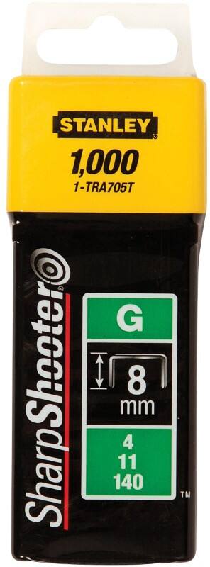 Stanley SharpShooter Staples 8 mm 1-TRA705T Metal Silver Pack of 1000