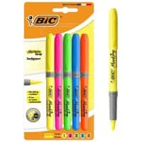 BIC Grip 824758 Highlighter Multicolour Medium Chisel 3.3 mm Non Refillable Pack of 5