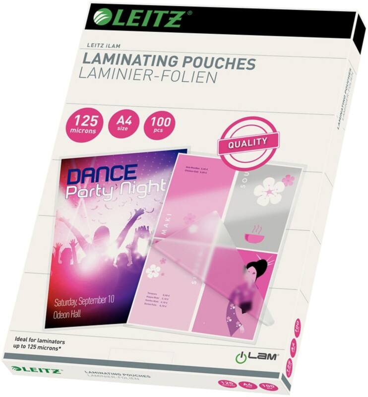 Leitz iLAM Quality Laminating Pouches 33808 A4 Glossy 125 microns (2 x 125) Transparent Pack of 100