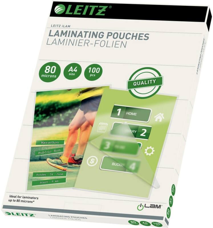Leitz iLAM Quality Laminating Pouches 33818 A4 Glossy 80 microns (2 x 80) Transparent Pack of 100