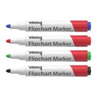 Viking Flipchart Marker  Bullet 1 - 3 mm Assorted Pack of 4