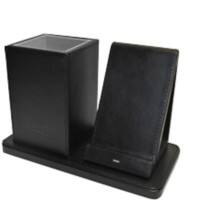 Deflecto Desk Organiser PU (Polyurethane) Leather Black 13.7 x 9.3 x 9.3 cm