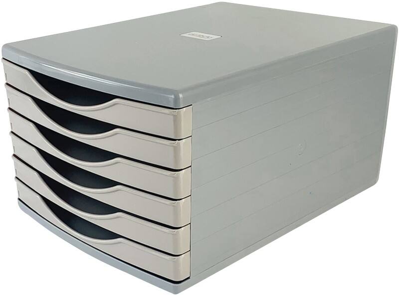 Deflecto Desktop Drawers Plastic Warm Grey 6 Drawers 29 x 40.3 x 21.2 cm A4