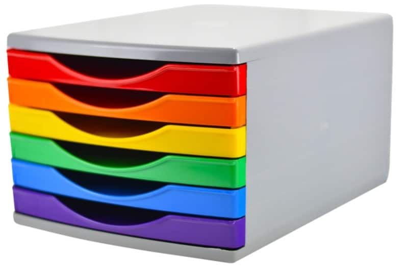 Deflecto Desktop Drawers Plastic Assorted 6 Drawers 29 x 40.3 x 21.2 cm A4