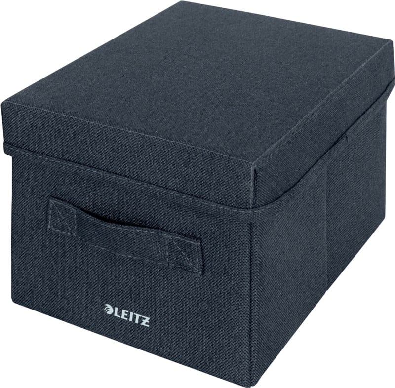 Leitz Fabric Storage Box 6146 With Lid Small Grey Fabric 6.9 Litre 190 x 285 x 160 mm Pack of 2