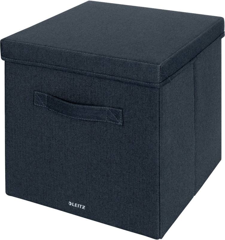 Leitz Fabric Storage Box 6145 With Lid Large Grey Fabric 35.6 Litre 330 x 380 x 325 mm Pack of 2