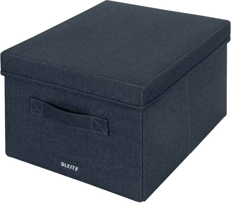 Leitz Fabric Storage Box 6144 With Lid Medium Grey Fabric 18.6 Litre 285 x 380 x 203 mm Pack of 2