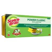Scotch-Brite Power Classic Nail Saver Sponge Yellow Pack of 3