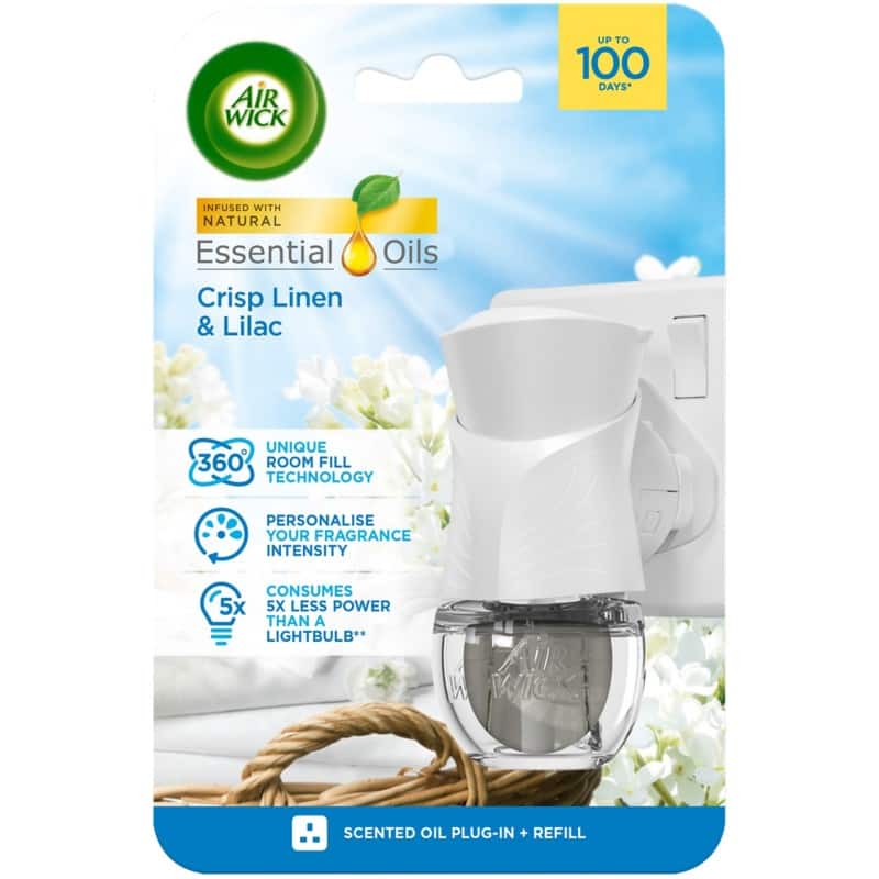 Air Wick Air Freshener Kit Essential Oils Crisp Linen and Lilac 19ml