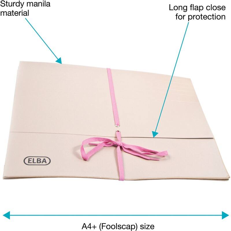 ELBA Document Wallet 100080792 A4+ Dual lock system Cardboard Landscape 32 (W) x 14.5 (D) x 27 (H) cm Buff Pack of 25