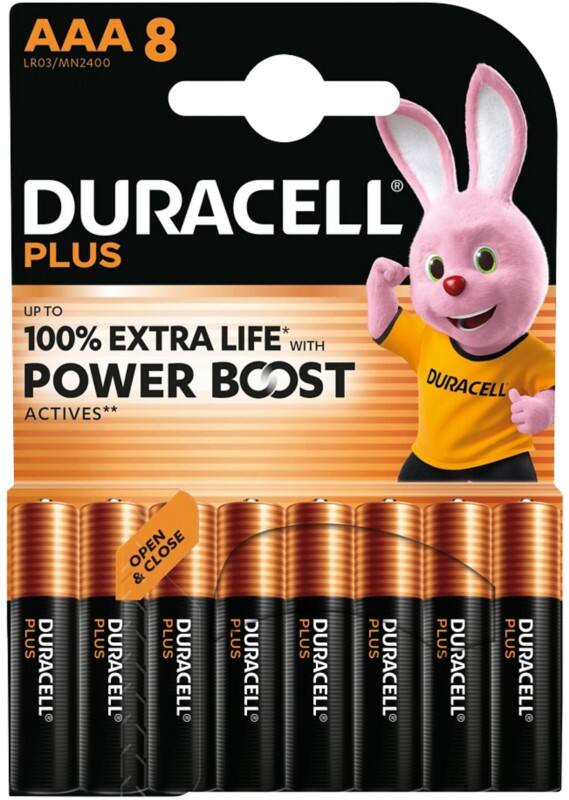 Duracell Batteries DURACELL PLUS AAA LR03 Alkaline Pack of 8