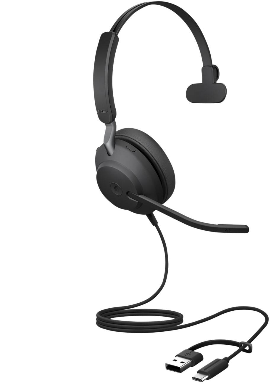 Jabra Evolve2 Wired Headset Over-the-head USB Without Bluetooth Mono 40 SE Black